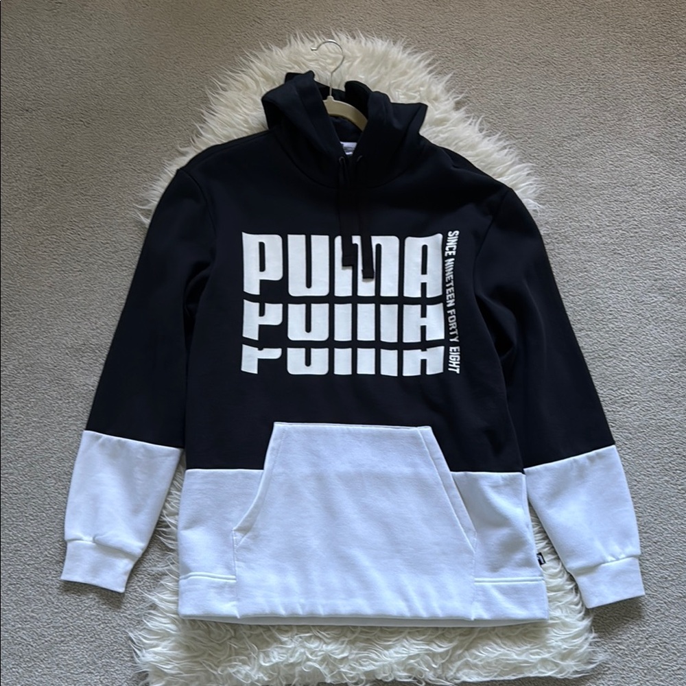 NWOT Puma Men’s Black and White Since 1948 Graphic Pullover Hoodie RN#62200